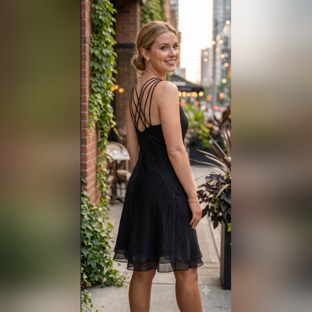 NWT Black Crisscross Strap Mini Dress size:XL